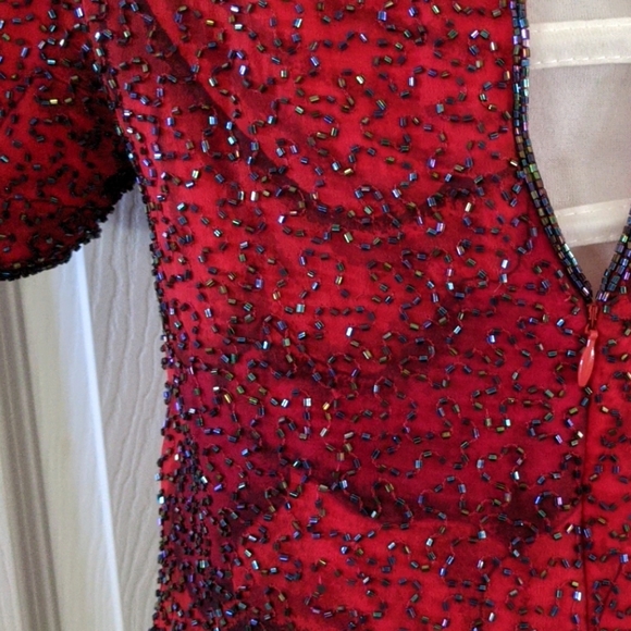 Andretta Donatello Deep Red Sequin Top - Picture 3 of 8